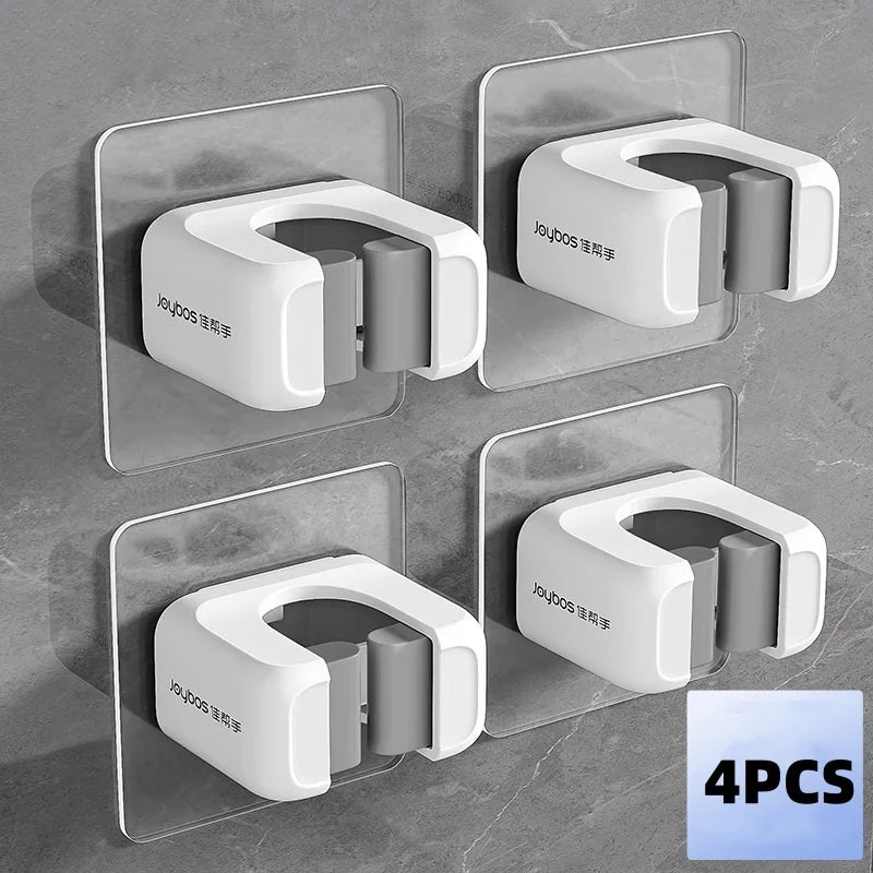 Soporte Adhesivo para Escobas y Fregonas – Pack de 4 Organizadores de Pared sin Taladro