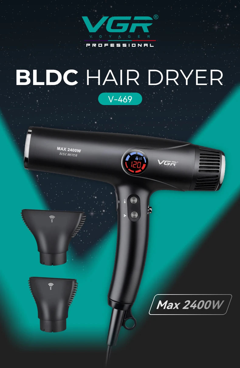 Secador de Pelo Profesional VGR™ V-469 – Motor Sin Escobillas, Potencia y Precisión