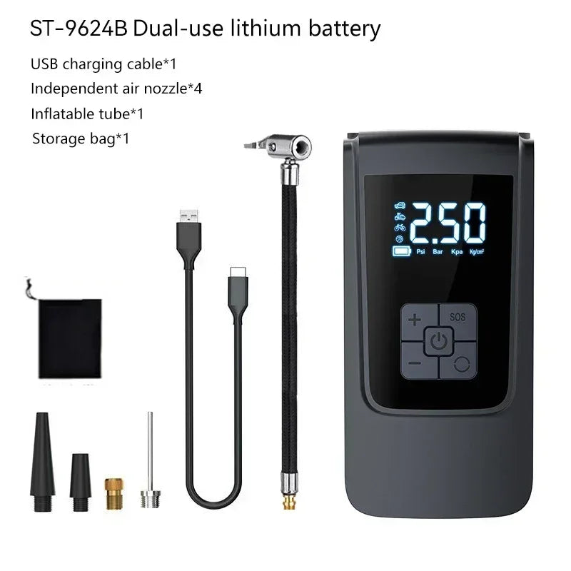 Compresor de Aire Portátil Inalámbrico CENRR™ – Inflador Digital para Coches, Bicicletas y Pelotas