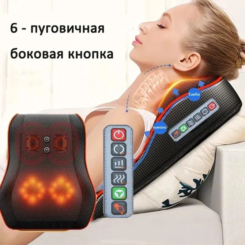 Almohada Masajeadora Shiatsu Eléctrica PAQIN™ – Cuello, Hombros y Espalda