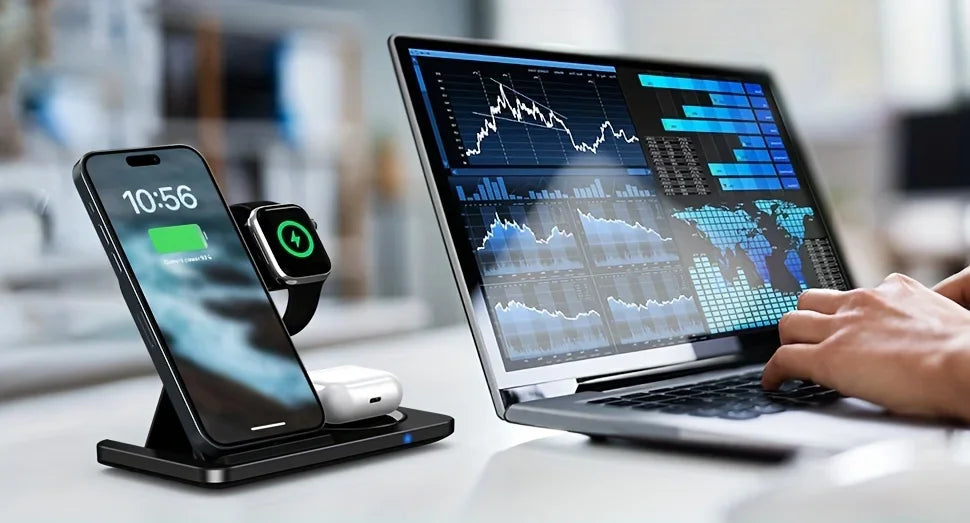 Estación de Carga Inalámbrica 3 en 1 Plegable – Carga Rápida 30W