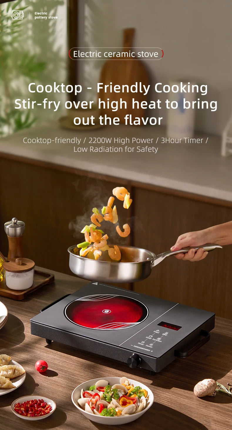 Cocina Eléctrica de Cerámica KBXSTART™ 2200W – Placa Caliente Multifuncional