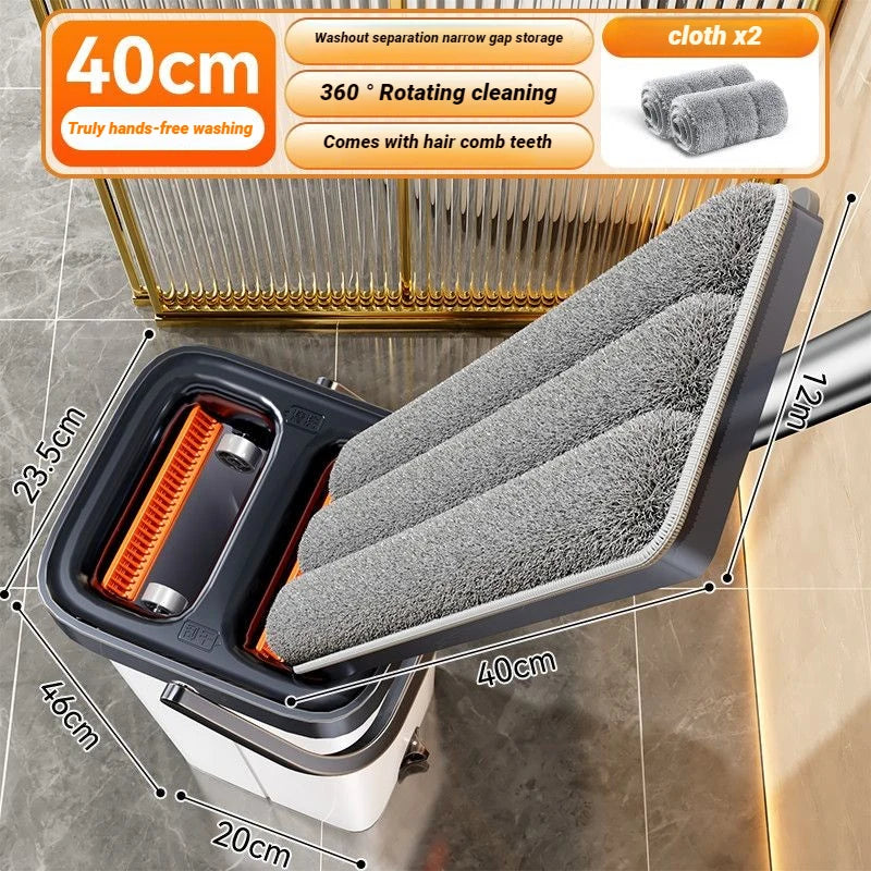Mopa Giratoria Joybos™ 40cm – Sistema de Limpieza Húmeda y Seca con Cubo