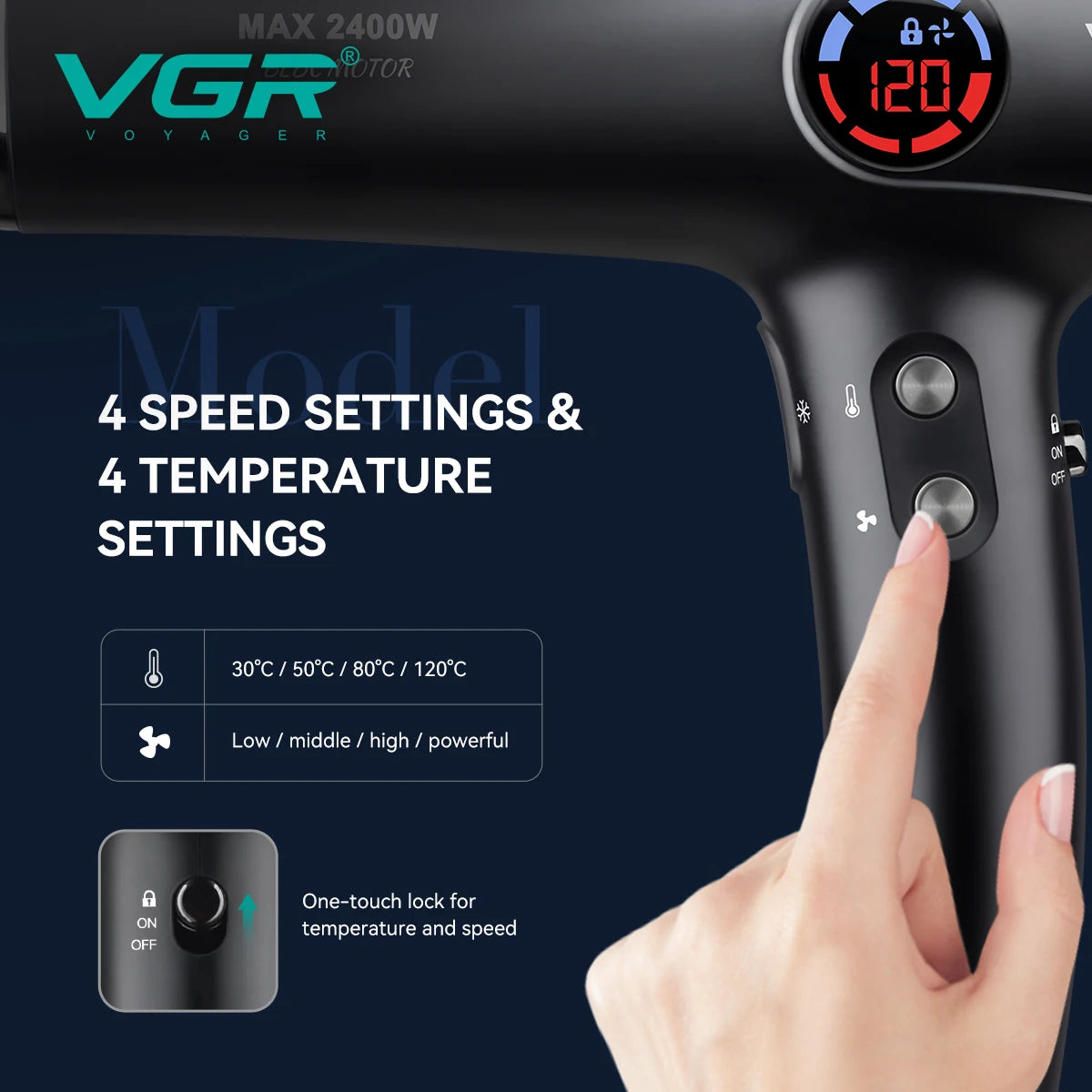 Secador de Pelo Profesional VGR™ V-469 – Motor Sin Escobillas, Potencia y Precisión