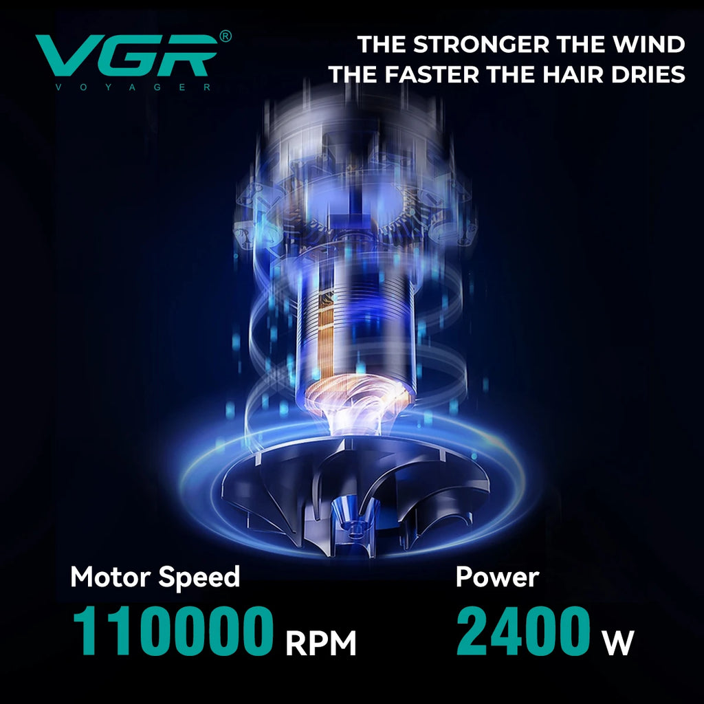 Secador de Pelo Profesional VGR™ V-469 – Motor Sin Escobillas, Potencia y Precisión