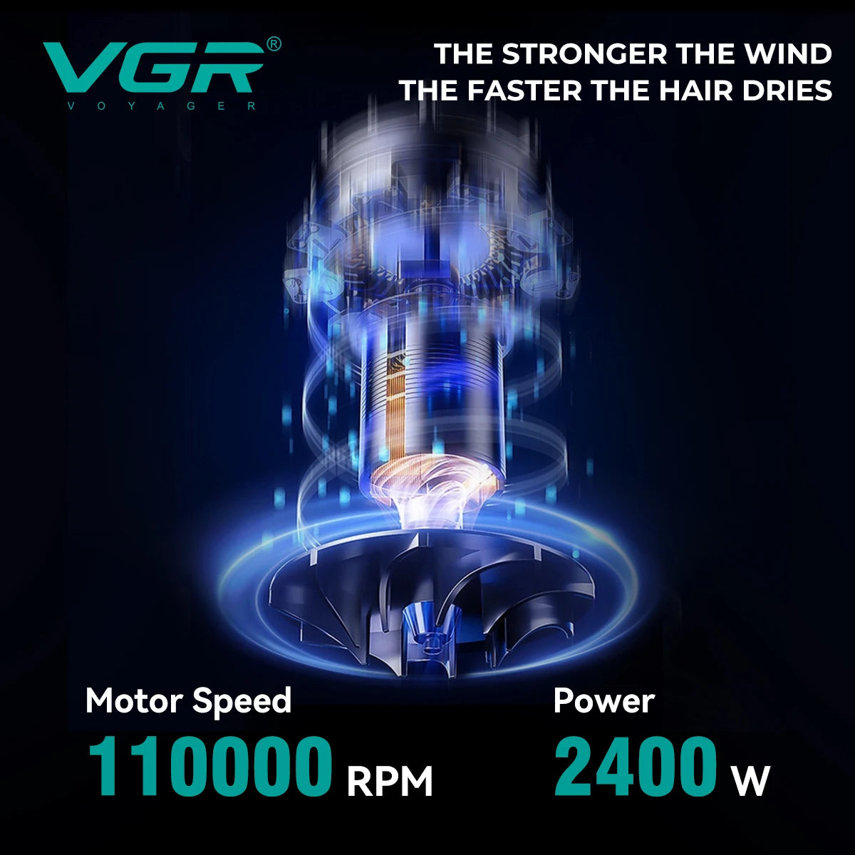 Secador de Pelo Profesional VGR™ V-469 – Motor Sin Escobillas, Potencia y Precisión