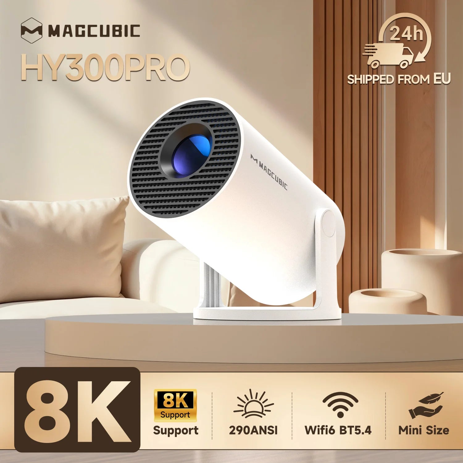 Proyector SmartCine™ HY300 Pro 8K – Android 14 | WiFi 6 | Bluetooth