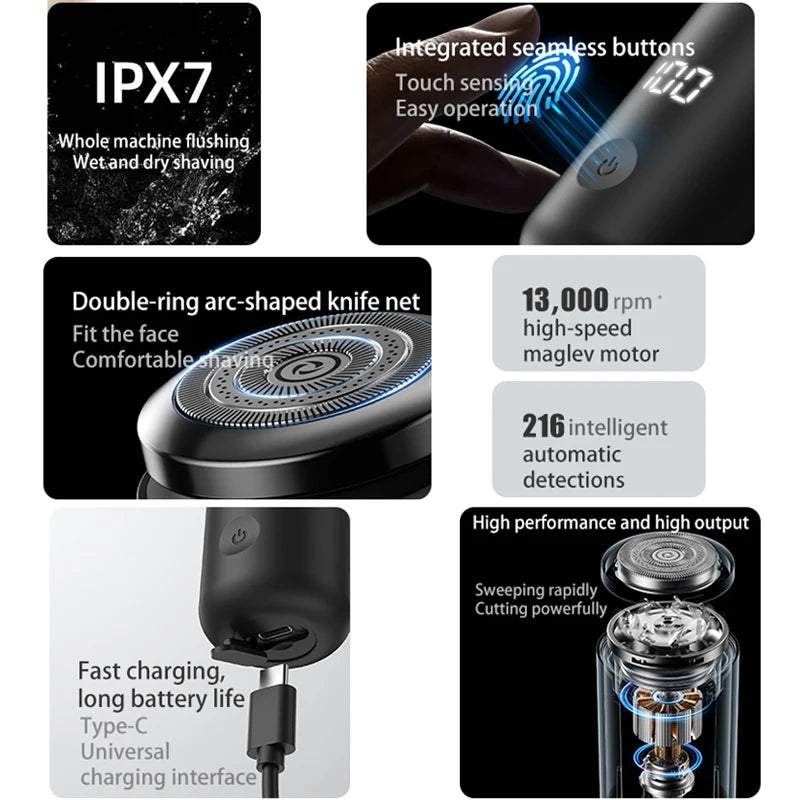 Mini Afeitadora Eléctrica MAIZIUP™ – Portátil, Recargable y con Pantalla LED