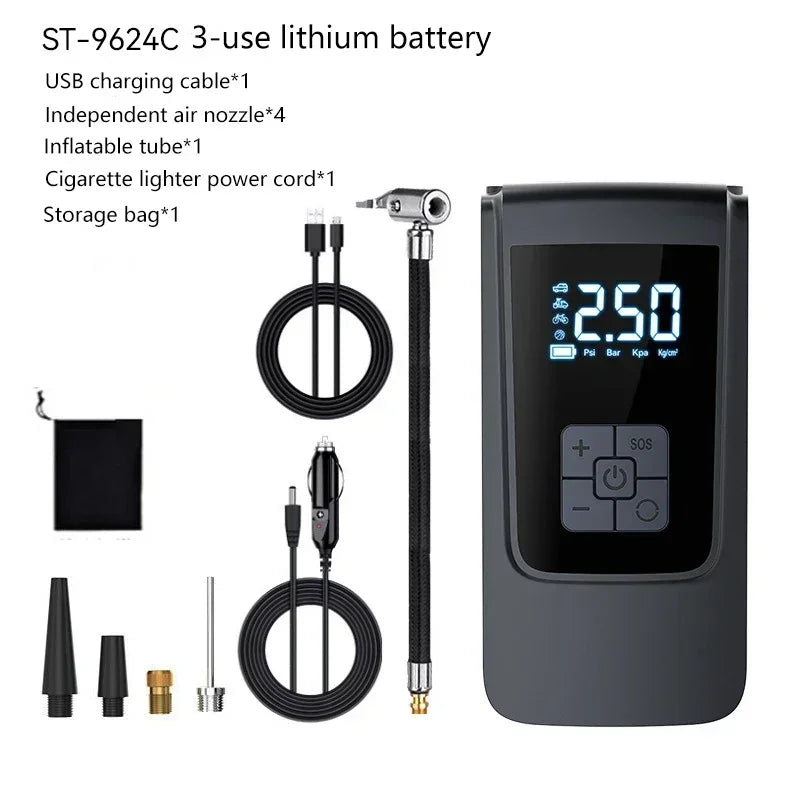 Compresor de Aire Portátil Inalámbrico CENRR™ – Inflador Digital para Coches, Bicicletas y Pelotas