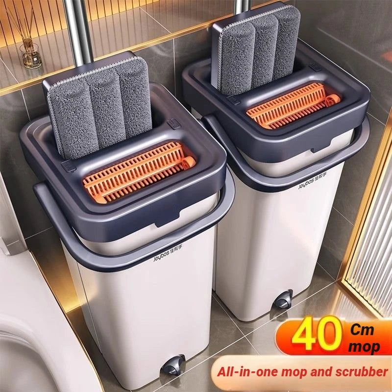 Mopa Giratoria Joybos™ 40cm – Sistema de Limpieza Húmeda y Seca con Cubo
