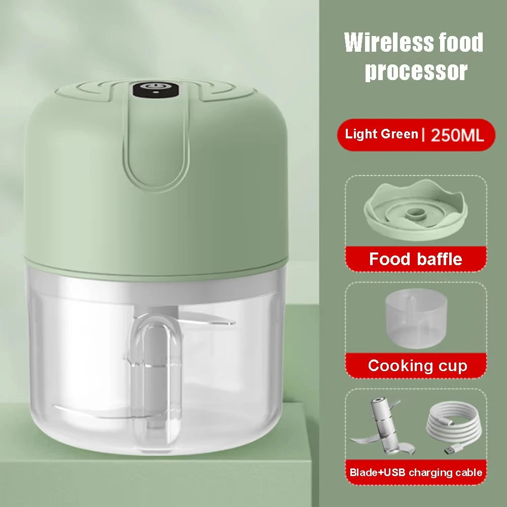 1 electric garlic puree machine, 250ml garlic grinder, onion chopper, meat grinder, kitchen food and vegetable mixer
